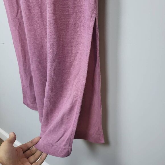 Old Navy Womens Linen Maxi Shirt Dress Sz Large Pink Short Sleeve Beachy Travel - Picture 4 of 8